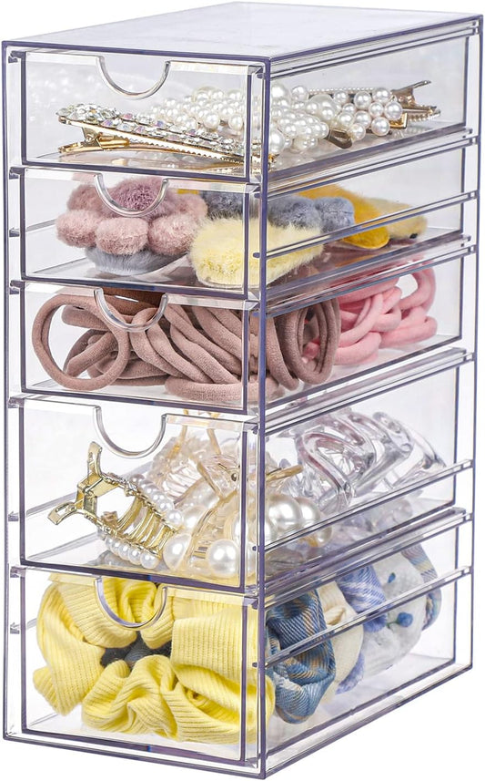 4-Drawer Plastic Hair Accessories Organizer with Pull-Out Design