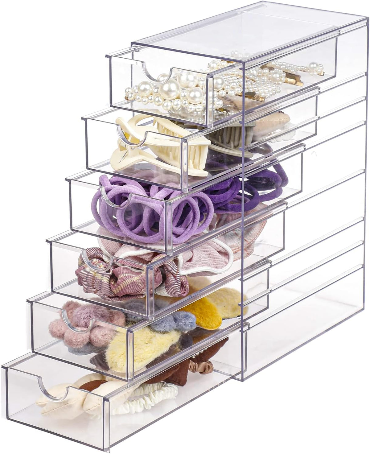 6-Drawer Plastic Hair Accessories Organizer Stackable Design