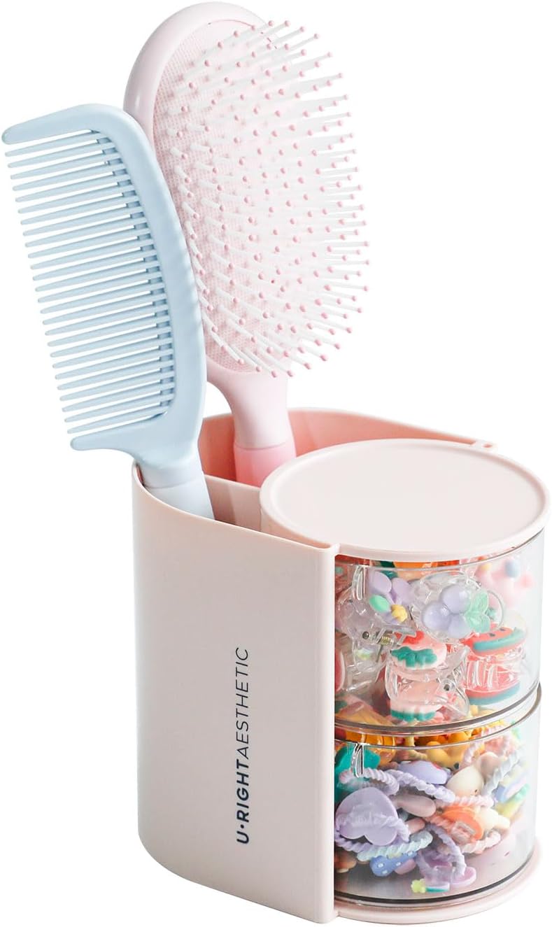 3-Layer Rotating Plastic Makeup Brush and Hair Organizer
