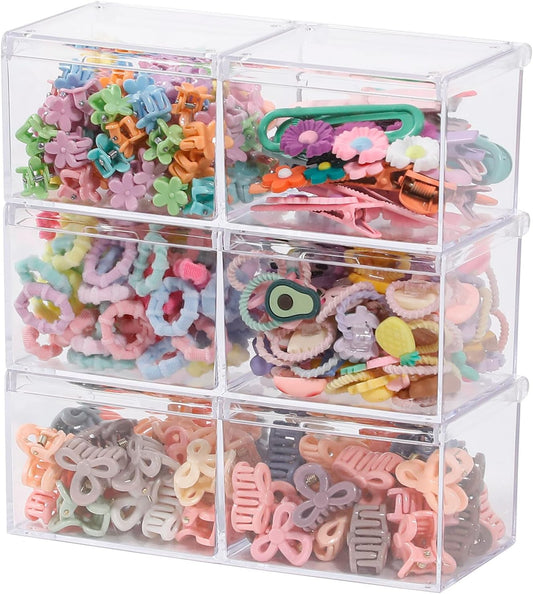 3-Pack Plastic 2-Compartment Desk Drawer Hair Organizer