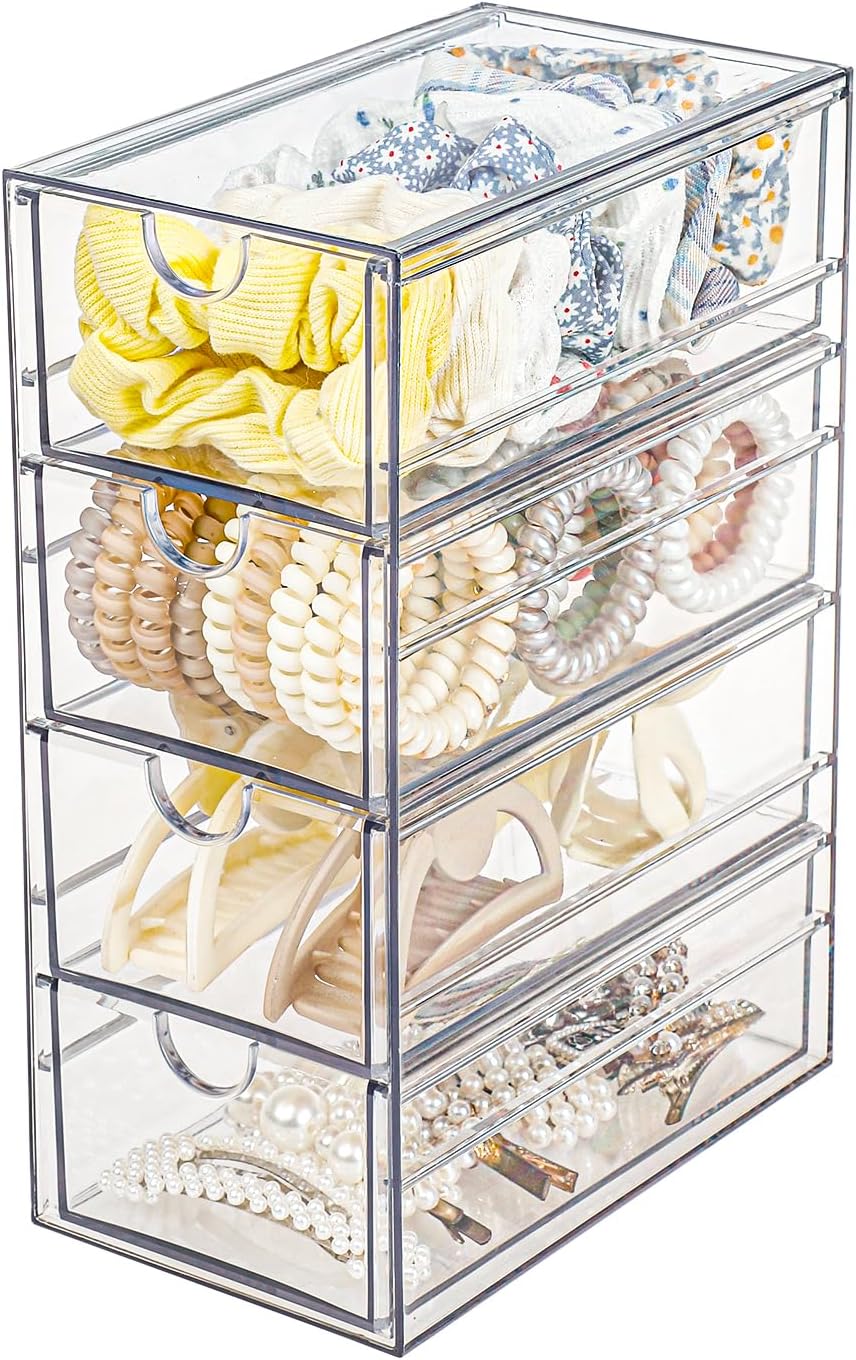 6-Drawer Plastic Hair Accessories Organizer Stackable Design