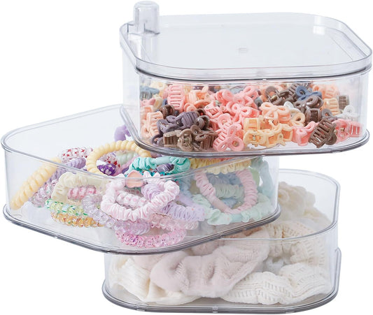Rotating Plastic Hair Accessories Organizer Detachable Design