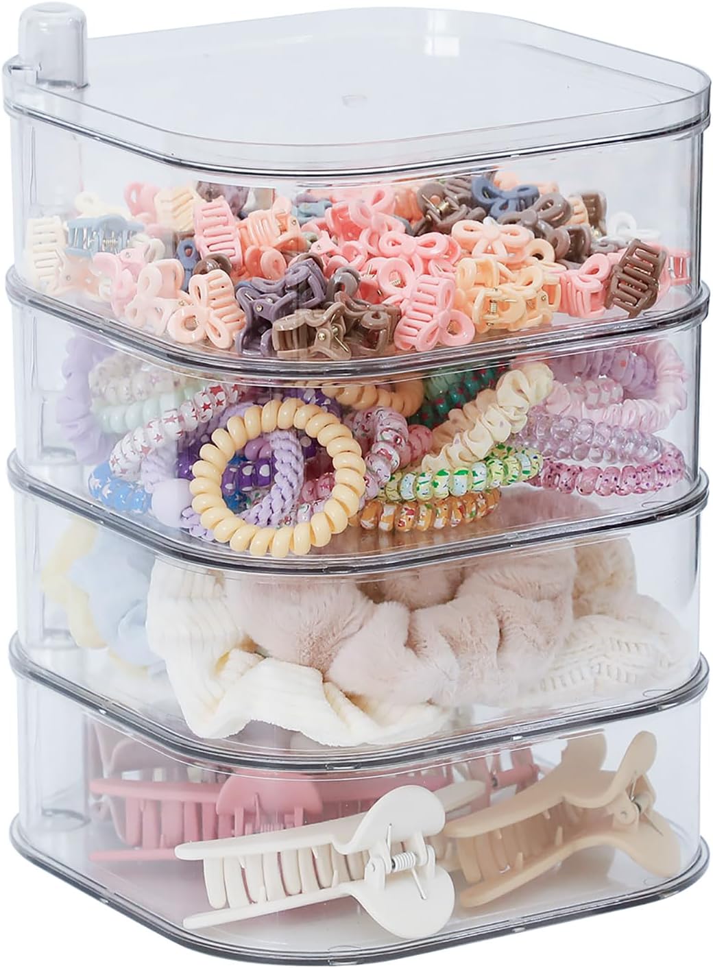 Rotating Plastic Hair Accessories Organizer Detachable Design